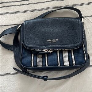 kate spade navy and white striped crossbody bag